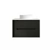 Attica Baia 750mm Black Oak Vanity With Pure White Stone Top 