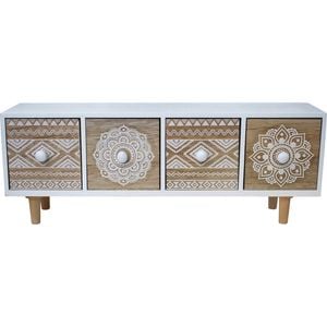 LVD Nevada 4-Drawer 43cm Long Cabinet Furniture Rectangle - Natural/White