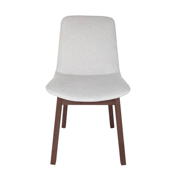 Sk designer living | cozy upholstered dining chair | walnut legs - light grey fabric