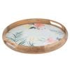 Ladelle Chelsea Premium Mango Round Wood Flower Pattern Serving Tray/Platter