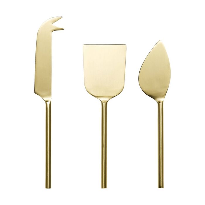 3pc Ecology Apostle Cheese Knife Set Gold 18cm Stainless Steel Enamel