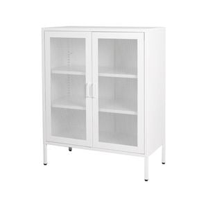 Levede Adjustable Steel Sideboard Cabinet White