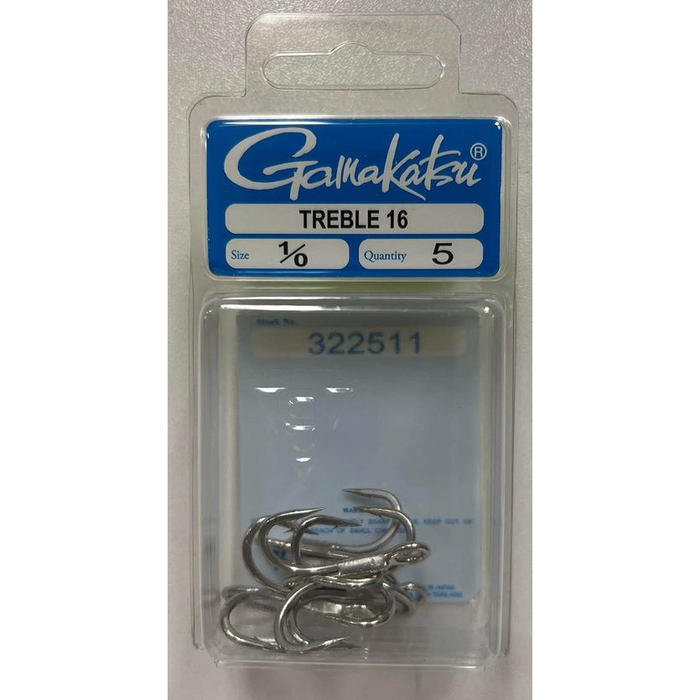 Gamakatsu 16 Heavy Duty Treble Fishing Hook 1/0