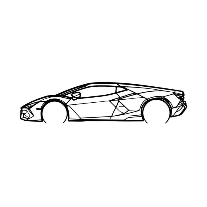 Ignite Laser Lamborghini 2024 Revoluto 01 Silhouette Metal Wall Art Coated Black 47inch/120cm