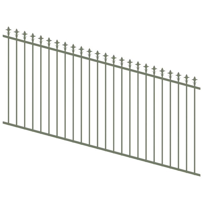 ProtectorAl 1201-2400W x 1200H Pale Eucalypt Spear Top Pool Fence Panel Raked Up to 15º