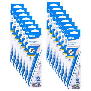15x 12pk Deli Hb Triangular Graphite Pencil With Eraser Tip School Stationery