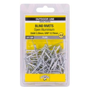 Otter 3.2 x 12.7mm Open Aluminium Blind Rivets - 100 Pack