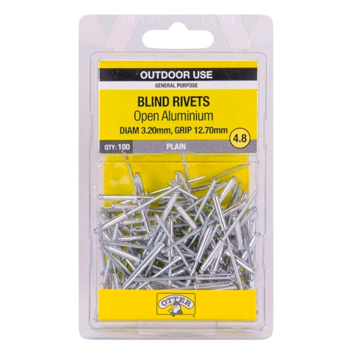 Otter 3.2 x 12.7mm Open Aluminium Blind Rivets - 100 Pack