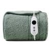 Dreamaker Eve Reversible Sherpa & Coral Fleece Electric Heated Throw Blanket Olive & Sage 130 X 160cm | Overheat Protection