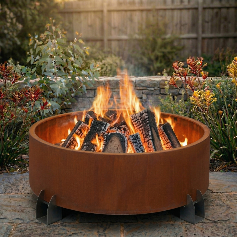 Mimosa Outdoor Charcoal Fire Pit Round With Legs