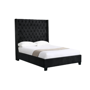 Elegant Collections Queen Black Ella Winged Bed 180cm