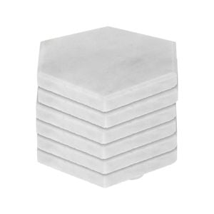 Argon Tableware 6x White Marble Coasters - 10cm Hexagonal Drink Placemats Reusable Dining Table Drinks Coaster Mug Glass Cup Mat