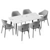 Oikiture 7PCS Dining sets 120cm Rectangle Table with Chairs Fabric Grey
