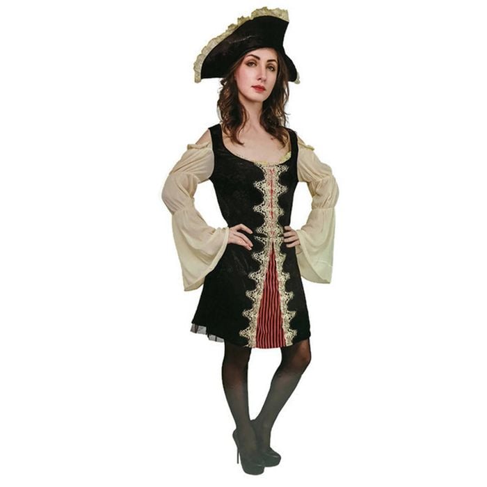 Ladies Adult Deluxe Pirate Woman Costume Womens Halloween Fancy Dress Party - Black | One Size | Polyester
