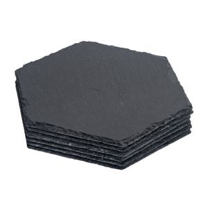 Argon Tableware 6x Hexagonal Slate Placemats - Natural Stone Rough Edge Slate Dinner Mats Dinnerware Plate Placemats