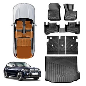 Floor Mat Boot Liner Back Seat Protector Combo for BMW iX3 2023-2025 Kick Mats Cover