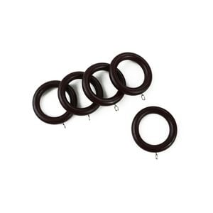 Windoware Walnut Curtain Wood Pole Rings - 5 Pack