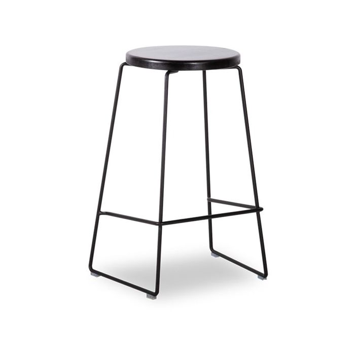 Hugo Bar Stool - Black Frame - Black Seat - 78cm Square Seat / Black Frame / Black Seat