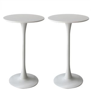 Levede 2x Round Marble Bar Tables White