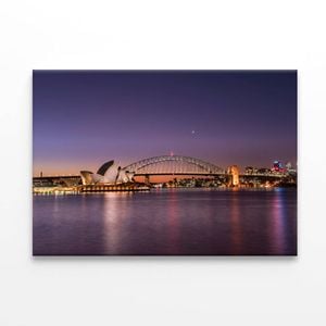 Sydney Opera House and Harbour Bridge Iconic View  Print 100% Australian Made 90 x 60cm  (Stretched)