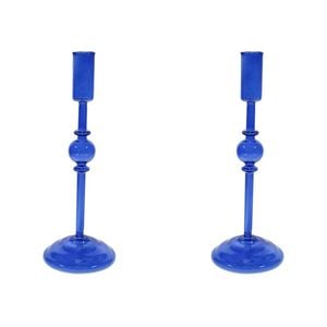 2PK Glass Mia 28cm Taper Stick Candle Holder Decor - Azure