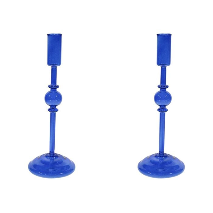 2PK Glass Mia 28cm Taper Stick Candle Holder Decor - Azure