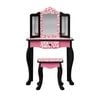 Teamson Kids Leopard Prints Wooden 2-pc. Play Vanity Set, Black/pink