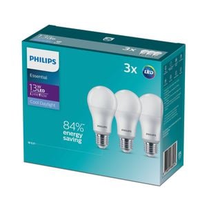 Philips A60 E27 LED 1450Lm Cool Daylight 13W Globe - 3 Pack