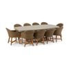 Waverley 2.6m Outdoor Concrete Look Dining Set Brushed Wheat With 10 Coastal Wicker Chairs & Cream Cushions