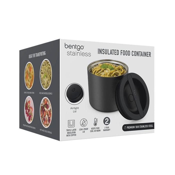 Bentgo Stainless Steel Insulated 560ml Food Container 13x10.4cm Carbon Black