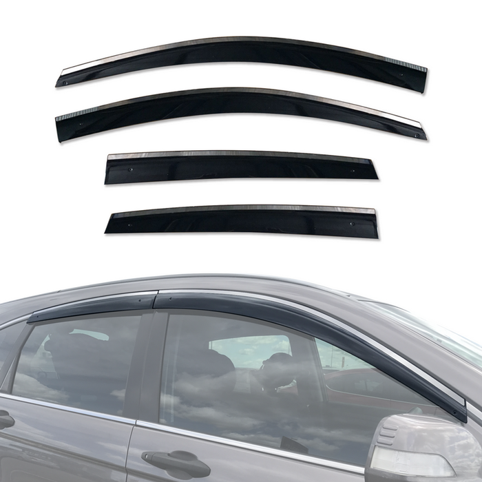 AUSGO Stainless Trim Weather Shields for Honda CRV CR-V 2007-2011 Weathershields Window Visors Wind Deflectors