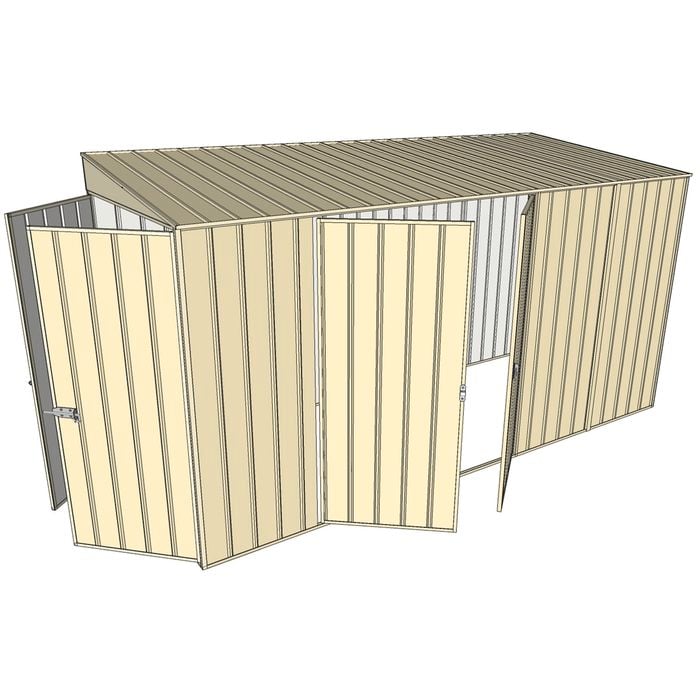 Build-a-Shed 1.5 x 3.7 x 2m Double Hinged Side Door Skillion Shed - Cream