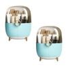 SOGA Makeup Storage Organiser Blue Transparent Countertop with Lid 2 Pack