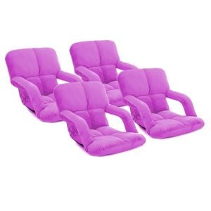 SOGA 4 Pack Adjustable Foldable Floor Recliner Chairs with Armrests Purple