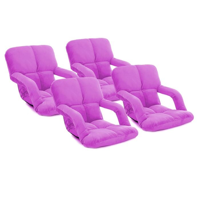 SOGA 4 Pack Adjustable Foldable Floor Recliner Chairs with Armrests Purple
