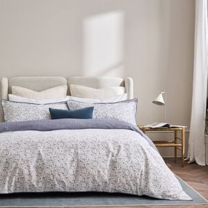Christy Ditsy Gingham Blue Quilt Cover Set Cotton Sateen Super King Multi
