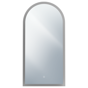 Mondella 450 x 900mm Arch Frameless LED Frosted Edge Mirror and Touch Switch for CCT + Dimmable + Defogger