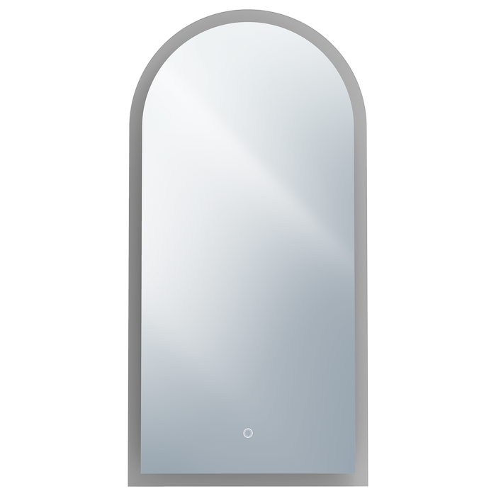 Mondella 450 x 900mm Arch Frameless LED Frosted Edge Mirror and Touch Switch for CCT + Dimmable + Defogger