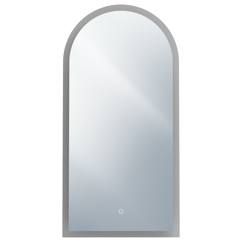 Mondella 450 x 900mm Arch Frameless LED Frosted Edge Mirror and Touch Switch for CCT + Dimmable + Defogger