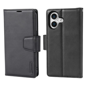 For Apple iPhone 17 Genuine Hanman 2 in 1 Detachable Magnetic Flip Leather Wallet Cover Case (Black)