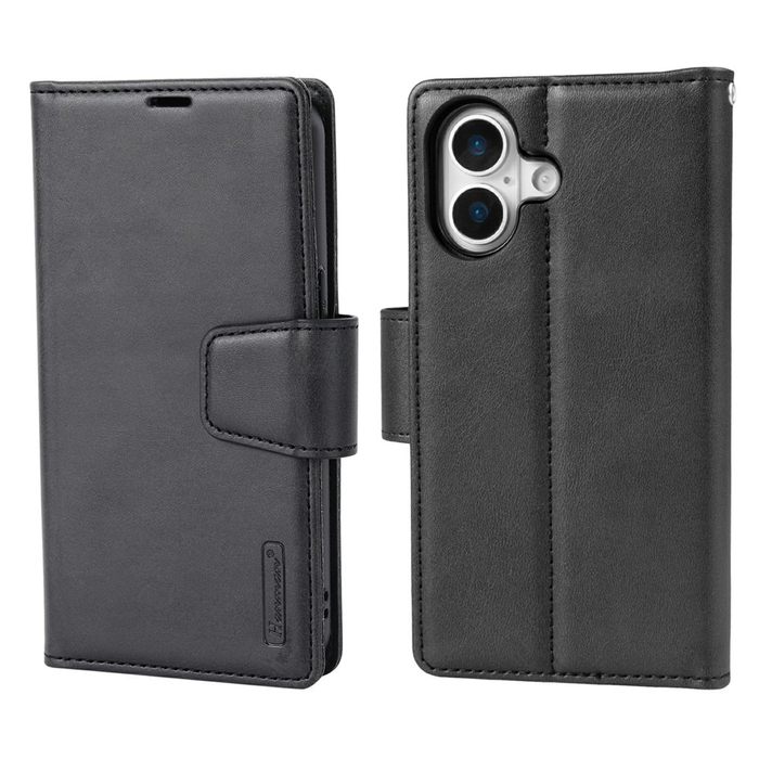 For Apple iPhone 17 Genuine Hanman 2 in 1 Detachable Magnetic Flip Leather Wallet Cover Case (Black)