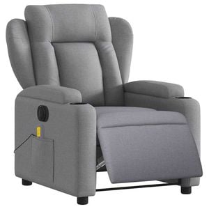 vidaXL Electric Massage Recliner Chair Armchair Single Sofa Light Grey Fabric