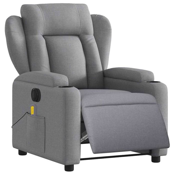 vidaXL Electric Massage Recliner Chair Armchair Single Sofa Light Grey Fabric