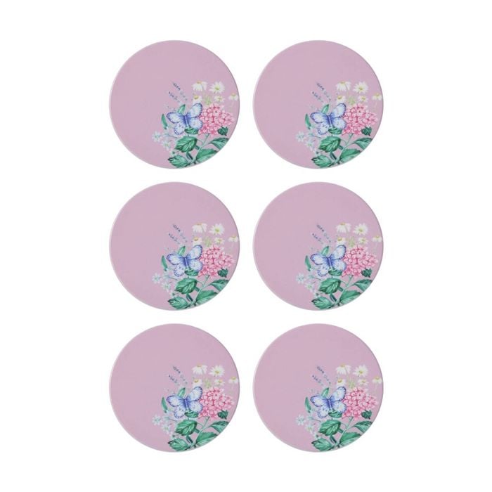 6pk Maxwell & Williams Botanica Ceramic Round Coaster 10cm - Pink