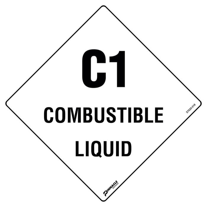 Pinnacle 270 x 270mm Metal C1 Combustible Liquid Sign