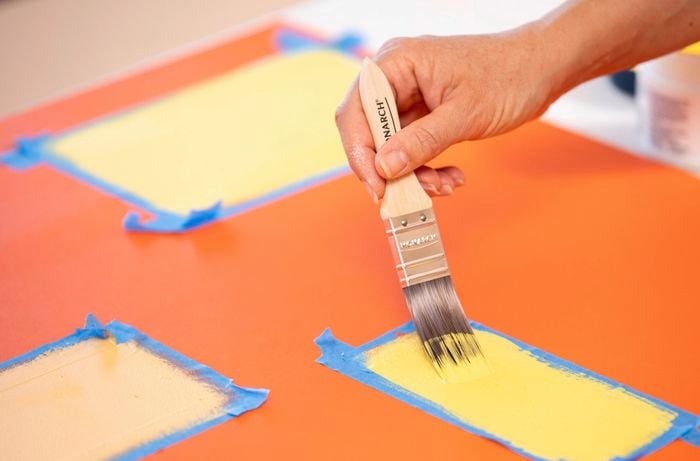 Draw colour blocks around each hardware spot to create a bright and organised layout
