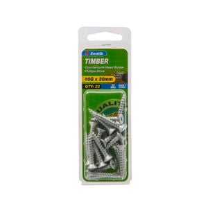 Zenith Timber Screw 10gx 30mm 22pk Phillips Head Class 3
