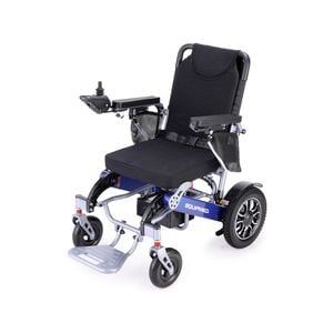 EQUIPMED Power Electric Wheelchair, Long Range, Airline Approved, Folding, Aluminium Frame, Lithium Battery, Blue