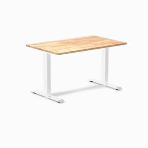 Desky Fixed Height Natural Timber Rubberwood Desk 120x75cm White Leg