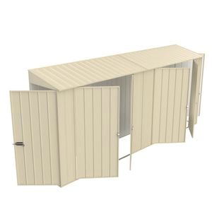 Build-a-Shed 0.8 x 4.5 x 2.0m Cream Tunnel Shed Tunnel Hinged Door Plus Double Hinged Side Door
